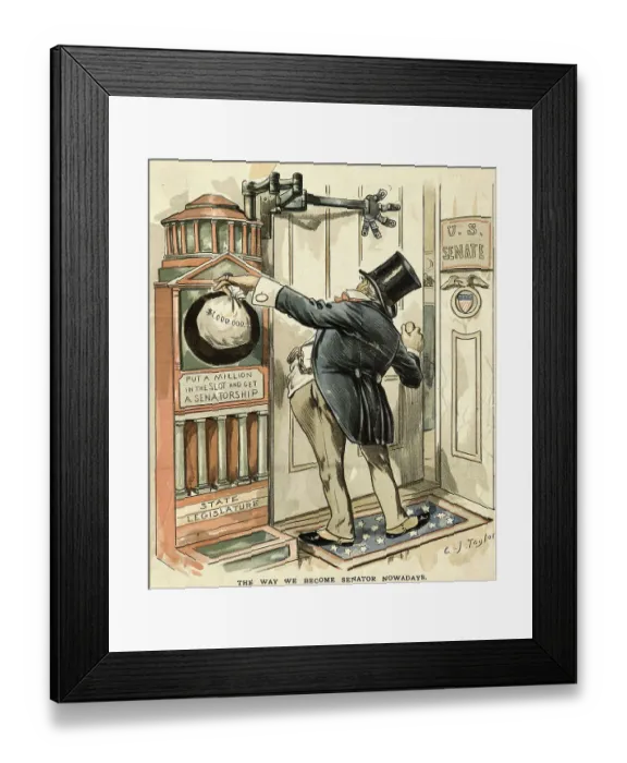 Framed Print : Cartoon of Senator Bribing the Legislature Framed Print : Cartoon of Senator Bribing the Legislature