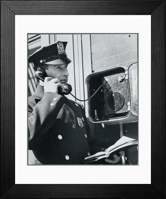 Framed Print : Policeman Talking on Phone Framed Print : Policeman Talking on Phone