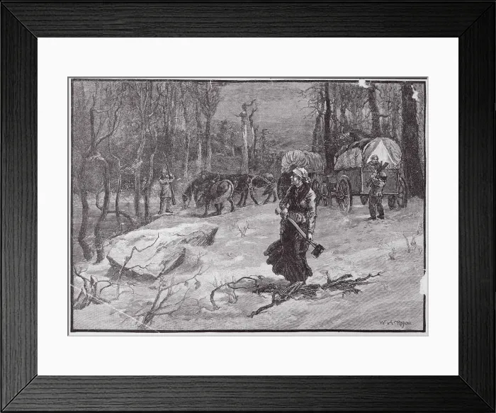 Framed Print : Woman Making Camp with Axe in Hand