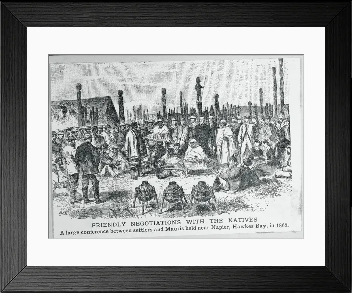 Framed Print : Settlers and Maoris Negotiating Framed Print : Settlers and Maoris Negotiating