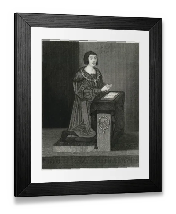 Framed Print : Pierre Terrail Seigneur de Bayard Praying
