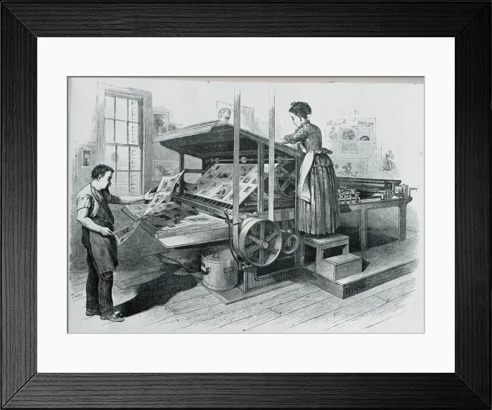 Framed Print : Man and Woman Printing Periodical Framed Print : Man and Woman Printing Periodical