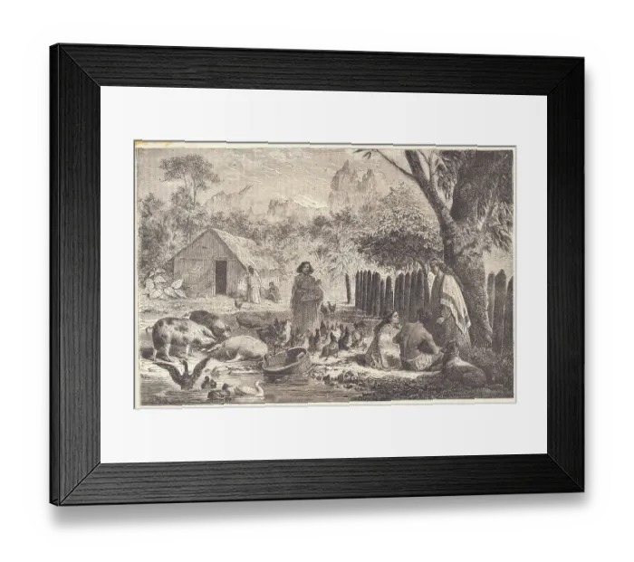 Framed Print : Farmers Tending Animals Framed Print : Farmers Tending Animals