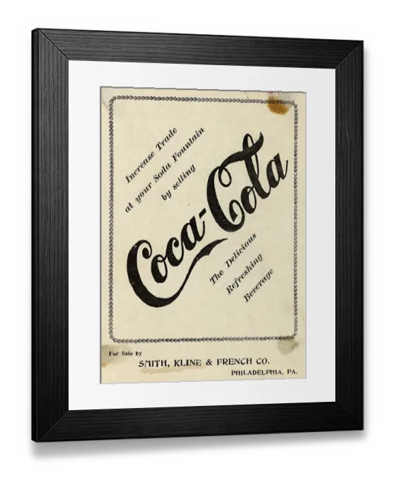 Framed Print : Advertisement for Coca-Cola Framed Print : Advertisement for Coca-Cola