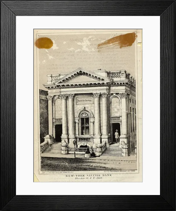 Framed Print : New York Savings Bank on Bleeker Street 1858 Framed Print : New York Savings Bank on Bleeker Street 1858