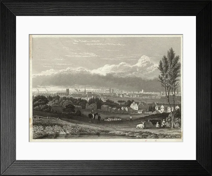 Framed Print : Illustrated View of Birmingham in England Framed Print : Illustrated View of Birmingham in England