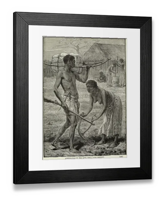 Framed Print : Native Man and Woman in Field