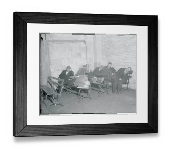 Framed Print : Unemployed Men Resting at Salvation Army Framed Print : Unemployed Men Resting at Salvation Army