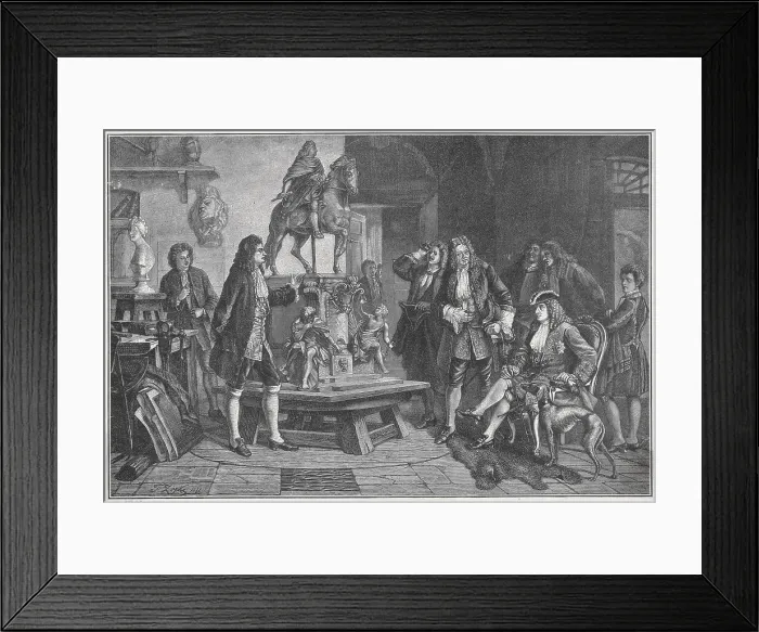 Framed Print : Prussian King and Staff Gazing at Sculptor Framed Print : Prussian King and Staff Gazing at Sculptor