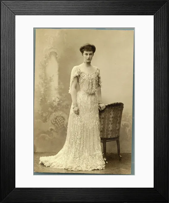 Framed Print : Early Queen of Denmark Posing in Gown Framed Print : Early Queen of Denmark Posing in Gown
