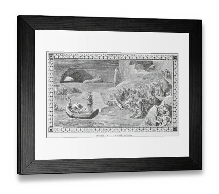 Framed Print : Boat Travelers and Occupants of Underworld Framed Print : Boat Travelers and Occupants of Underworld