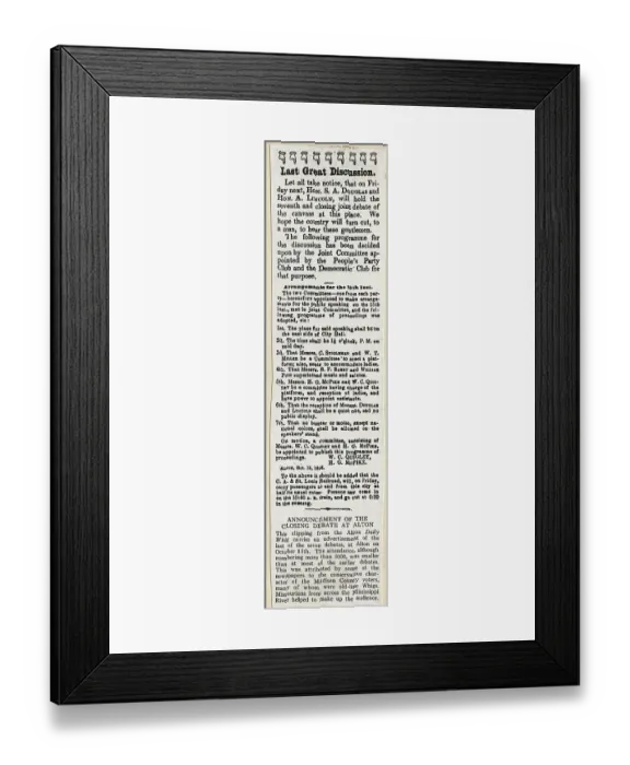 Framed Print : Announcement of the Closing Debate at Alton Framed Print : Announcement of the Closing Debate at Alton