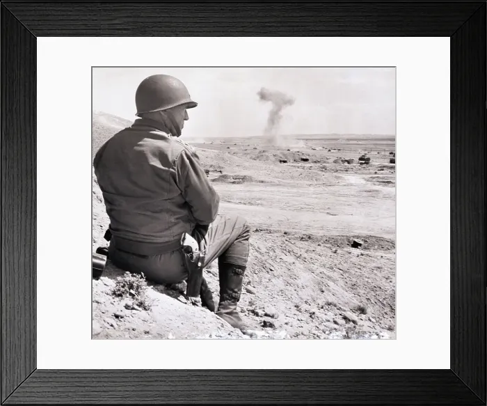 Framed Print : Patton Watching Shells Burst in Desert Framed Print : Patton Watching Shells Burst in Desert