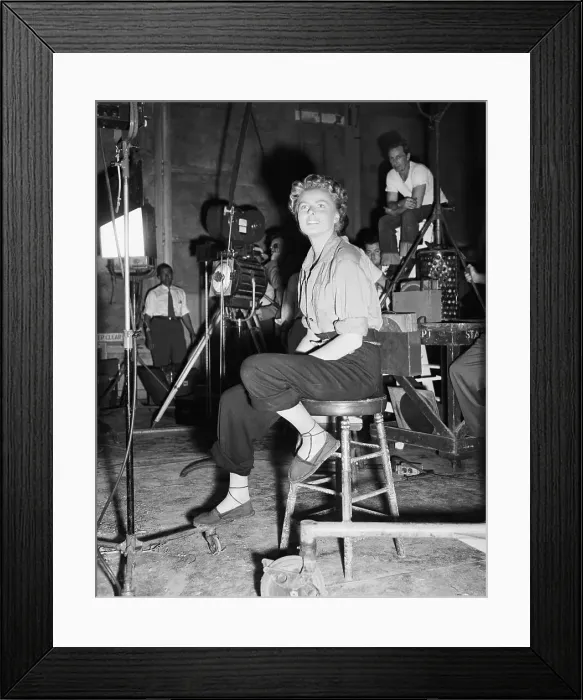 Framed Print : Ingrid Bergman on Film Set