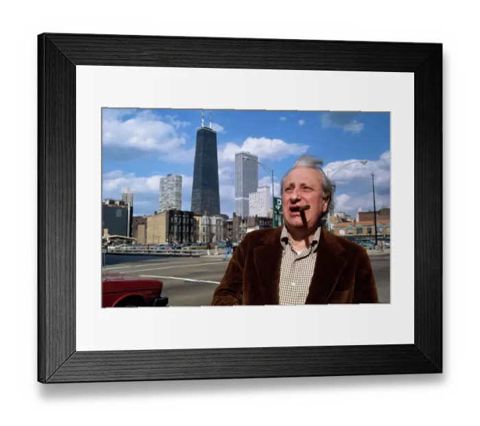 Framed Print : Studs Terkel Smoking a Cigar Framed Print : Studs Terkel Smoking a Cigar