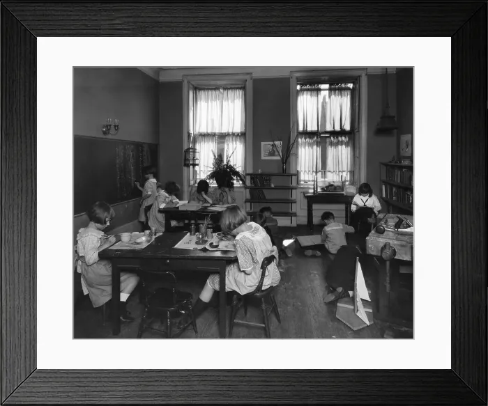 Framed Print : Early Classroom With Kids At Work