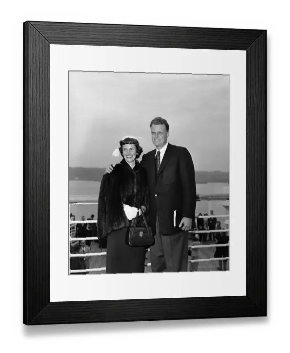 Framed Print : Billy and Ruth Graham Ship Deck Framed Print : Billy and Ruth Graham Ship Deck
