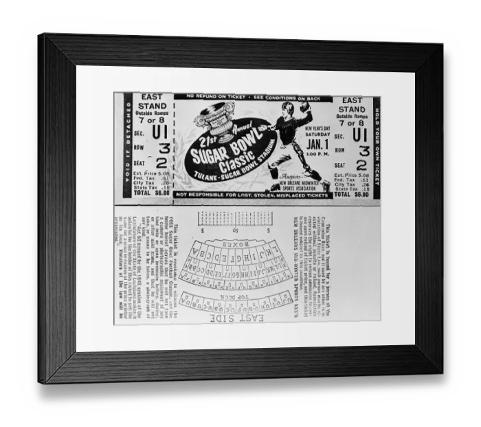 Framed Print : Sugar Bowl Tickets Framed Print : Sugar Bowl Tickets