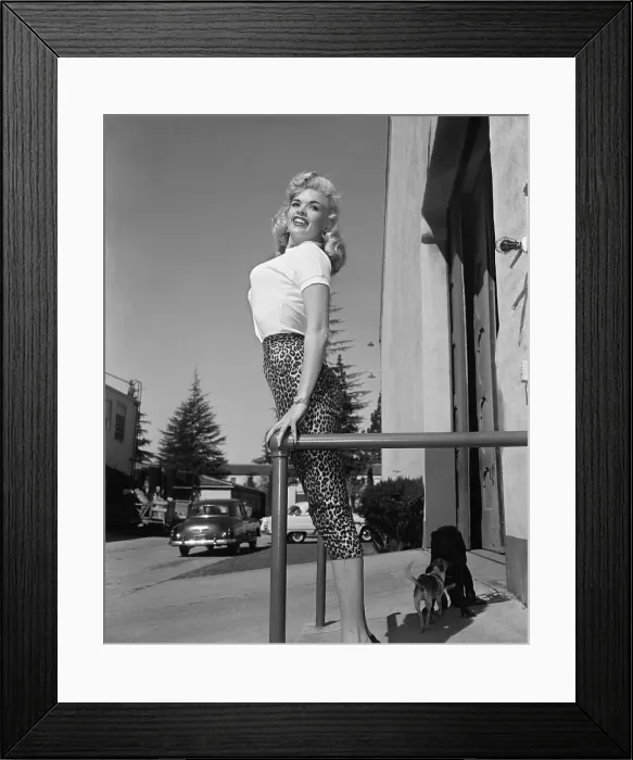 Framed Print : Jayne Mansfield Posing on Porch Framed Print : Jayne Mansfield Posing on Porch