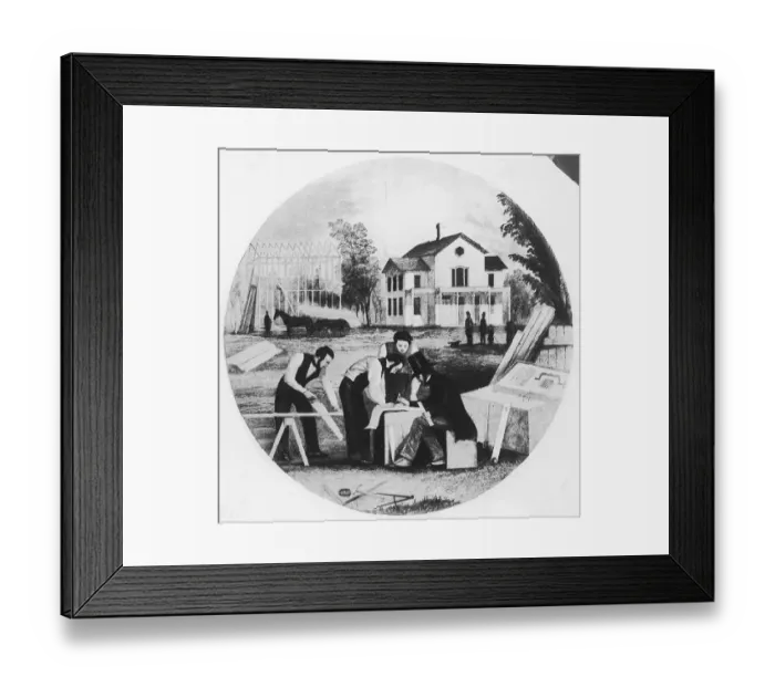 Framed Print : Architect Supervises Building of American Home Framed Print : Architect Supervises Building of American Home