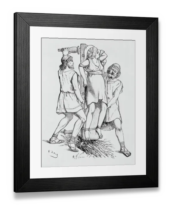 Framed Print : Men Tying Pregnant Woman to Table Framed Print : Men Tying Pregnant Woman to Table