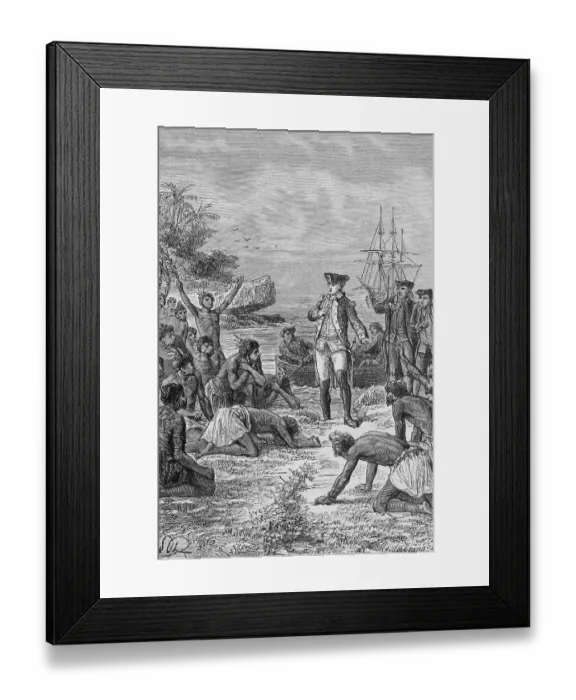Framed Print : Island Natives Welcoming James Cook Framed Print : Island Natives Welcoming James Cook