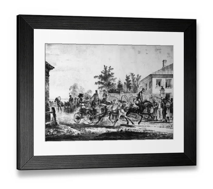 Framed Print : Print of Carriage Traffic on St. Petersburg Street
