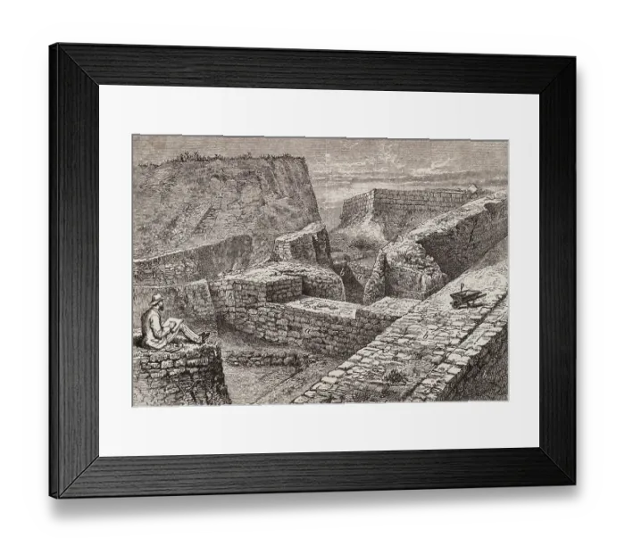 Framed Print : Archaeologist Heinrich Schliemann Sketching Ruins of Troy Framed Print : Archaeologist Heinrich Schliemann Sketching Ruins of Troy