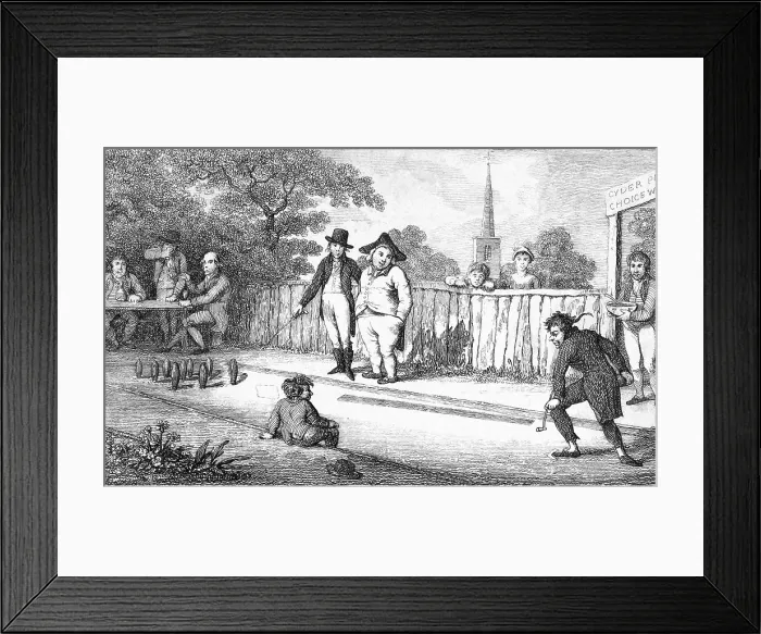 Framed Print : Men Playing Skittles Framed Print : Men Playing Skittles