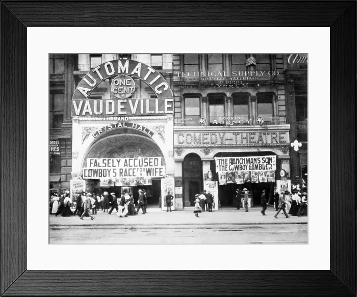 Framed Print : Crowds Strolling Outside Vaudeville Theaters Framed Print : Crowds Strolling Outside Vaudeville Theaters