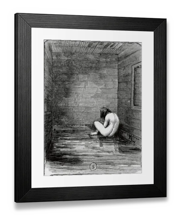 Framed Print : Insane Girl Sitting in a Dungeon Framed Print : Insane Girl Sitting in a Dungeon