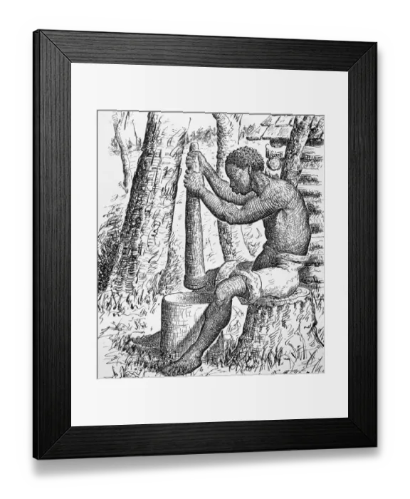 Framed Print : Man Grinding Grain Framed Print : Man Grinding Grain