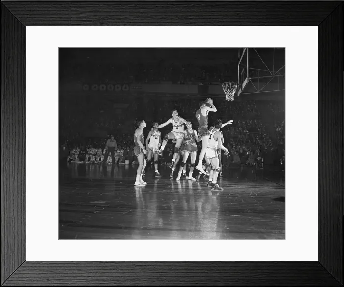 Framed Print : Basketball Players Scramble for Ball Framed Print : Basketball Players Scramble for Ball