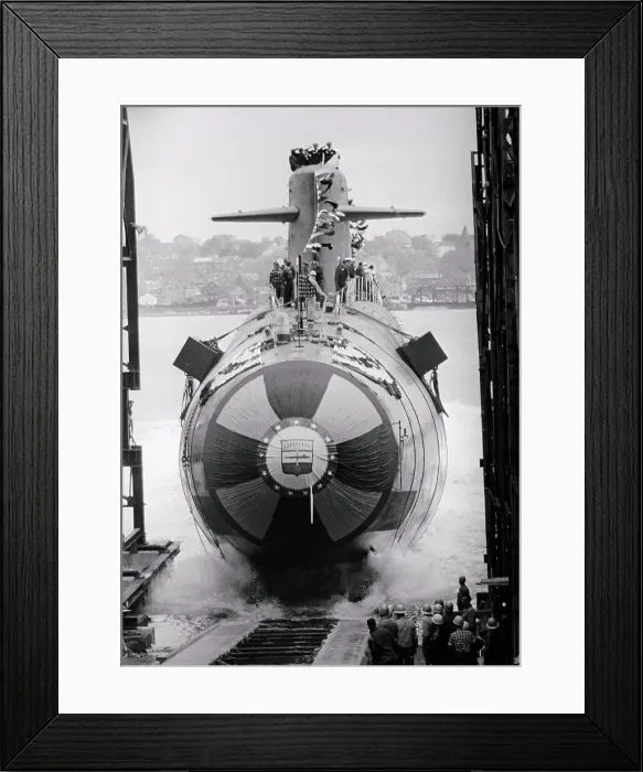 Framed Print : View of Submarine Being Christened Framed Print : View of Submarine Being Christened