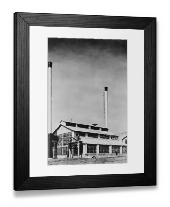 Framed Print : Power Plant with Two Smokestacks Framed Print : Power Plant with Two Smokestacks