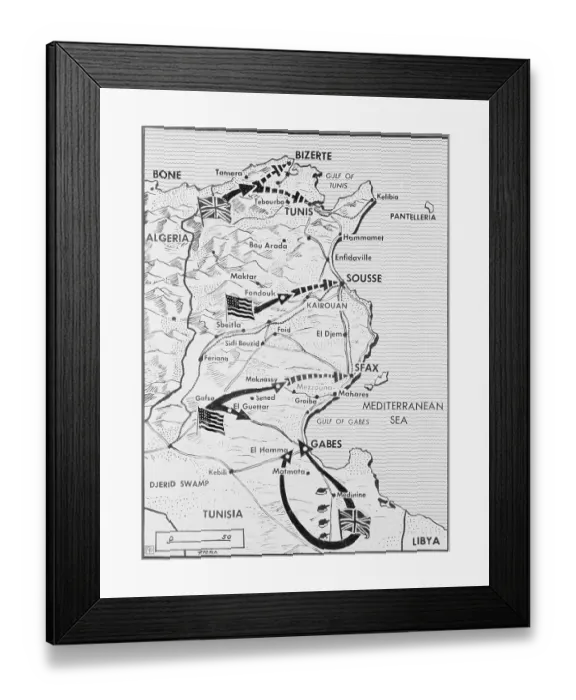 Framed Print : Map of Tunisia Framed Print : Map of Tunisia