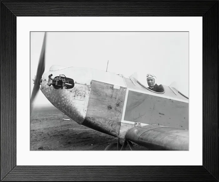 Framed Print : Portrait of Charles Lindbergh in Plane Framed Print : Portrait of Charles Lindbergh in Plane