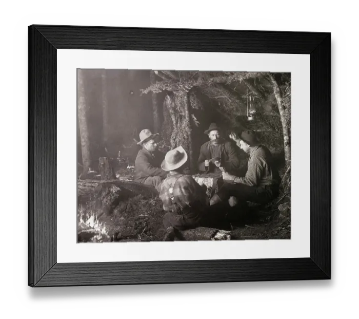 Framed Print : Men Seated At Camp Playing Cards Framed Print : Men Seated At Camp Playing Cards