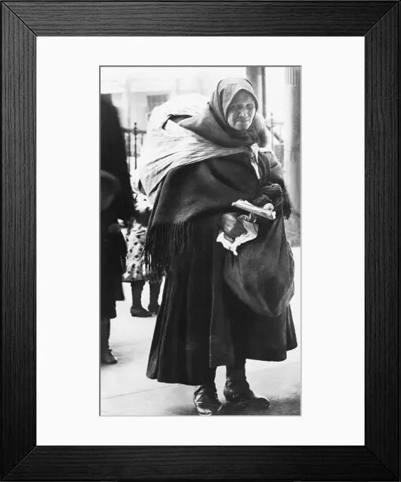 Framed Print : Elderly Immigrant Leaving Ellis Island with Documents Framed Print : Elderly Immigrant Leaving Ellis Island with Documents