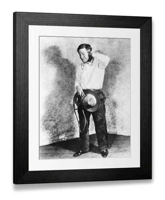 Framed Print : Will Rogers in Cowboy Pose Framed Print : Will Rogers in Cowboy Pose
