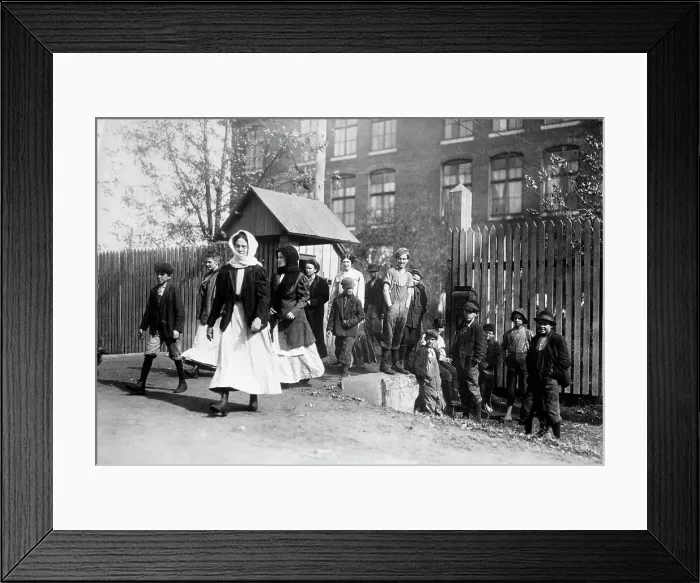 Framed Print : Children Workers Leaving Cotton Mill Framed Print : Children Workers Leaving Cotton Mill
