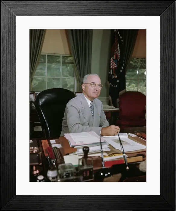 Framed Print : Harry Truman Seated at Desk Framed Print : Harry Truman Seated at Desk