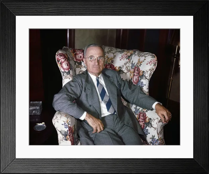 Framed Print : Harry S. Truman In Floral Armchair Framed Print : Harry S. Truman In Floral Armchair