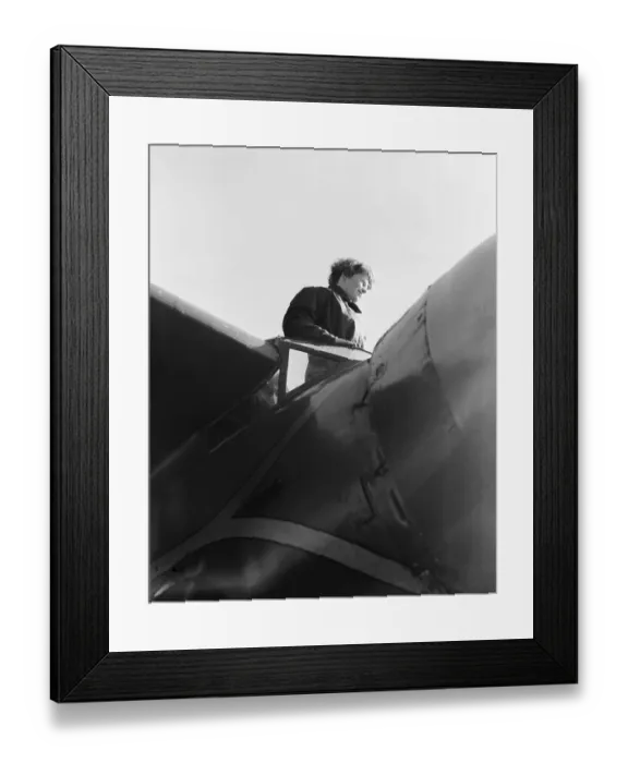 Framed Print : Amelia Earhart In Her Plane'S Cockpit Framed Print : Amelia Earhart In Her Plane'S Cockpit