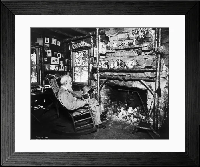 Framed Print : John Burroughs Seated At Fireplace Framed Print : John Burroughs Seated At Fireplace