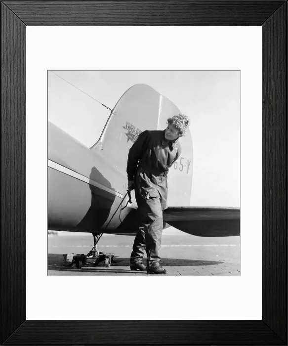 Framed Print : Amelia Earhart Stands Near Plane'S Rear Framed Print : Amelia Earhart Stands Near Plane'S Rear