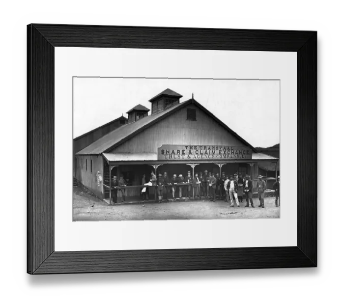 Framed Print : The Transvaal Exchange Men Pose In Front Framed Print : The Transvaal Exchange Men Pose In Front
