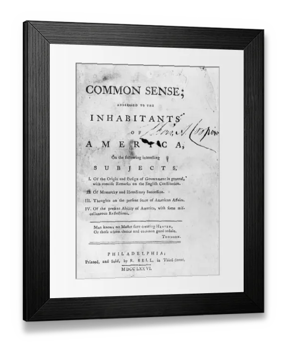 Framed Print : Title Page from Thomas Paine's Common Sense