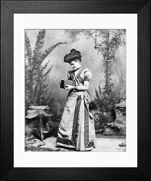 Framed Print : Woman Holding Kodak Box Camera Framed Print : Woman Holding Kodak Box Camera