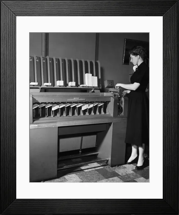 Framed Print : Woman Operating Ibm Card Sorting Machine Framed Print : Woman Operating Ibm Card Sorting Machine
